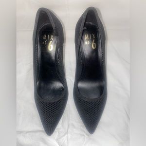 Mix No. 6 “Dignity” Mesh Knit Black Stilettos Heels